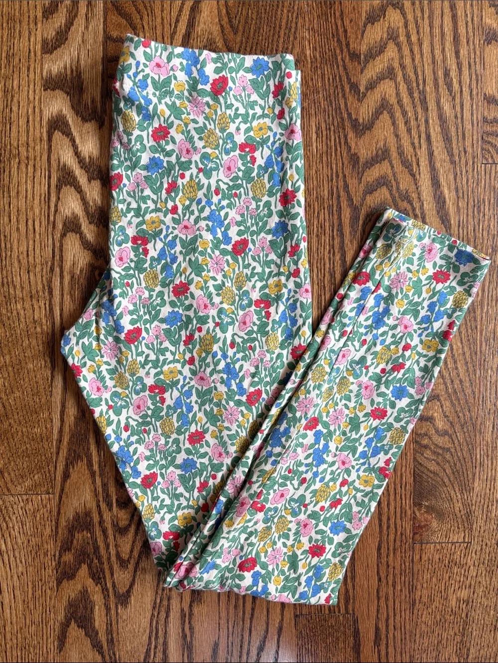 Mini Boden Floral Leggings in Green, Pink, Blue & Yellow, size 13-14. Like new